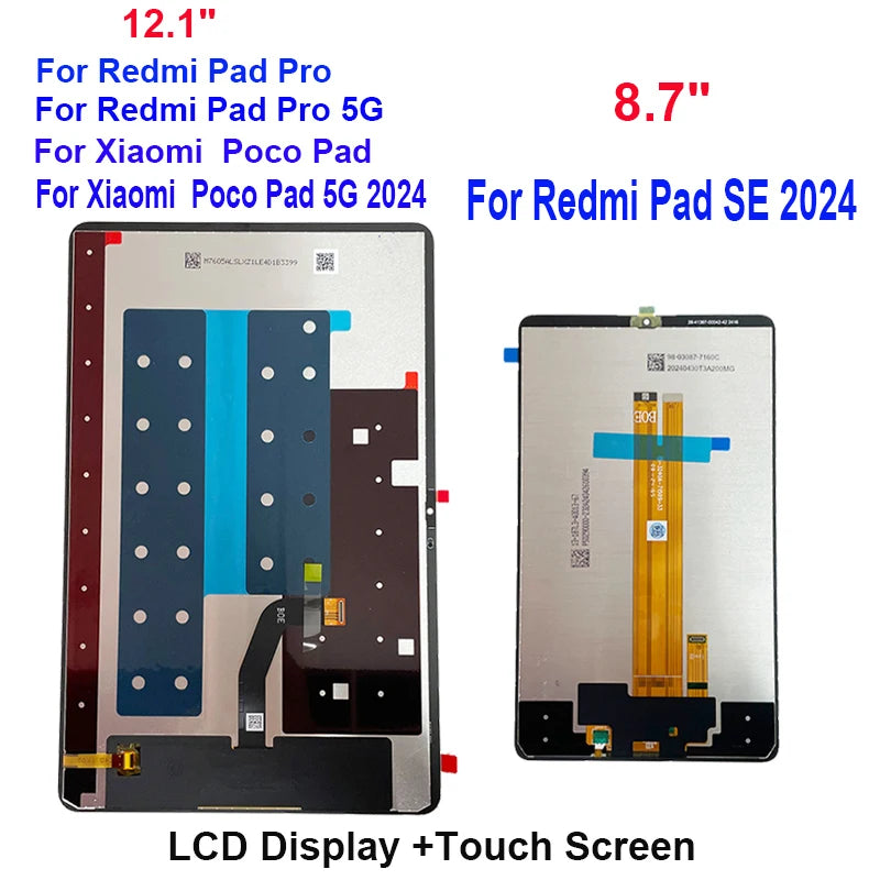 Tablet LCD For 12.1" Redmi Pad Pro/Pro 5G LCD For Xiaomi Poco Pad PocoPad 5G Display Screen For Redmi Pad SE 8.7 2024 Display Sc