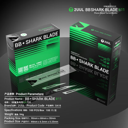 2UUL DA18 SHARK BLADE#11 100PCS Easy Tear Design Quick Access for Mobile Phone Repair Disassembly Cutting Blade Tool