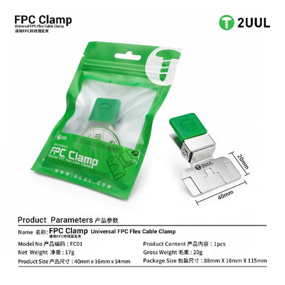2UUL FC01 FPC Flex Cable Clamp Stainless Steel Precise Holder for Phone Motherboard PCB Soldering Maintenance