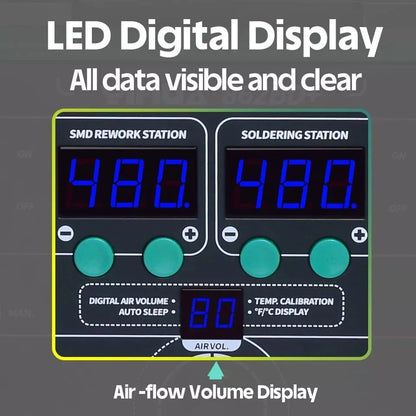 Estación de retrabajo de aire caliente y soldadura YIHUA 862BD+ 720W
