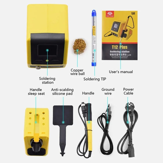Estación de soldadura digital OSS T12 Plus de 75 W con calentamiento automático, modo de reposo inteligente y soldadura para reparación de teléfonos y componentes electrónicos