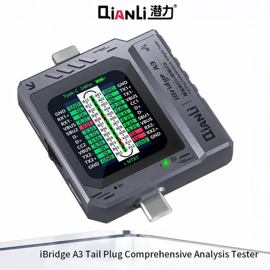Probador integral de corriente y voltaje YCS Qianli con conector de cola, tipo C, para iluminación, teléfono y transmisión de datos de carga