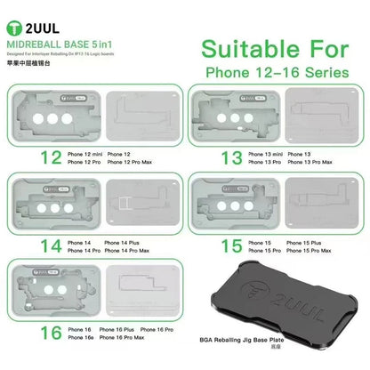 2UUL BH13 Midreball Base 5 IN 1 Designed for Interlayer Reballing on Phone 12-16 Series Logic Boards Super-Strength Magnetic