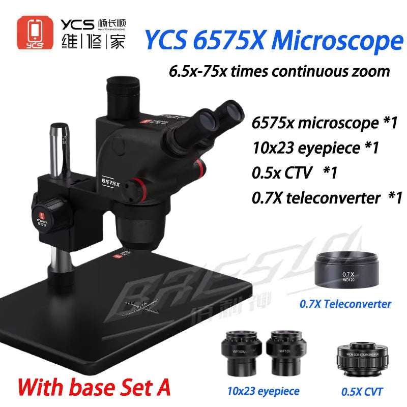 YCS Repairer YCS-6575X Trinocular Microscope 6.5x-75x times continuous zoom mobile phone repair equipment