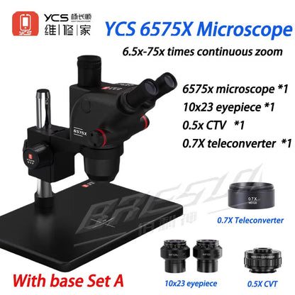 YCS Repairer YCS-6575X Trinocular Microscope 6.5x-75x times continuous zoom mobile phone repair equipment