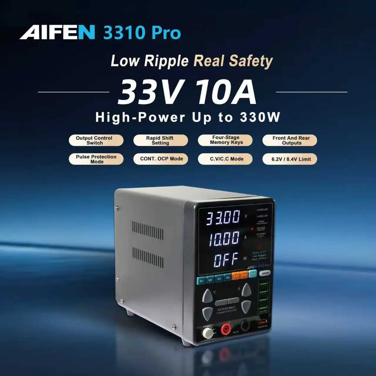 AIFEN 3310PRO Power Supply 33V/10A High Power 330W Low Ripple Pulse Protection High Precision Adjustable Switching DC Power