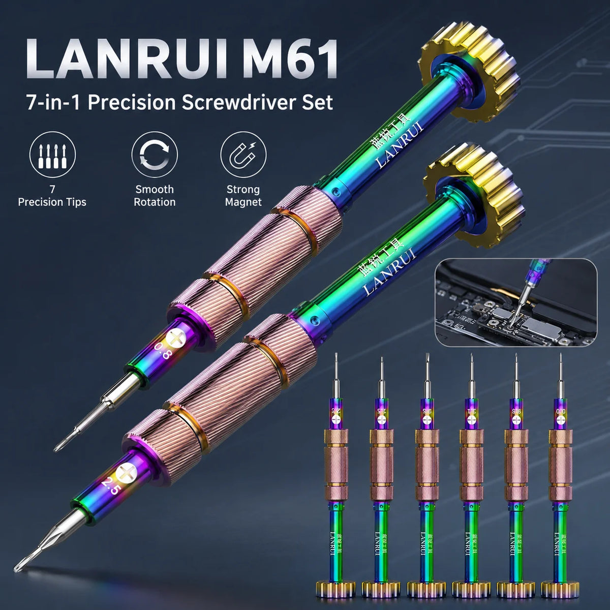 LANRUI M61 Xuanbing S2 Alloy Steel Screwdriver for Phone Tail Internal Screws Disassembly Precision Repair Tool Kit Opening Tool