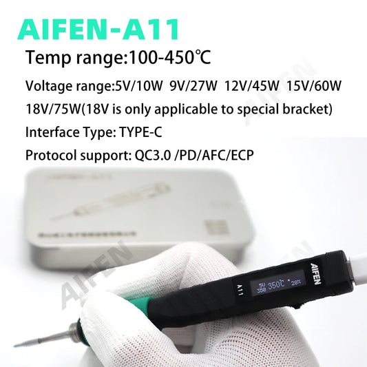 Estación de soldadura USB AIFEN A11 compatible con punta de soldador original 210, mango con control de temperatura, estación de soldadura y retrabajo