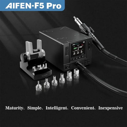Estación de retrabajo de aire caliente AIFEN F5PRO de 1000 W, estación de soldadura electrónica de aire caliente de grado industrial para BGA, SMD y PCB