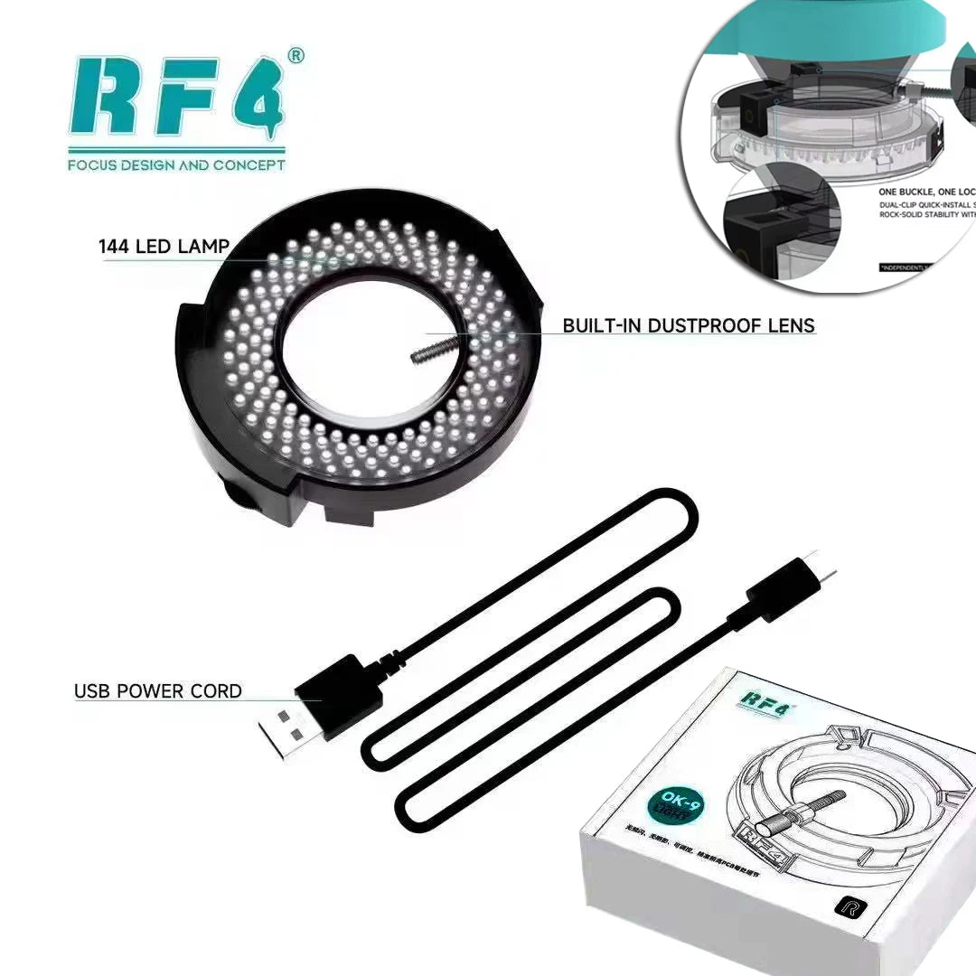 RF4 RF-OK-9 Anillo de luz para microscopio de 144 LED