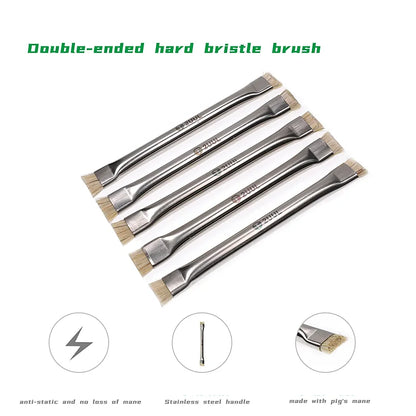 2UUL CL11 Dual Heads Bristle Brush for Mobile Phone Repair Anti Static PCB Chip IC Cleaning Hand Tools Dust Removal Brush