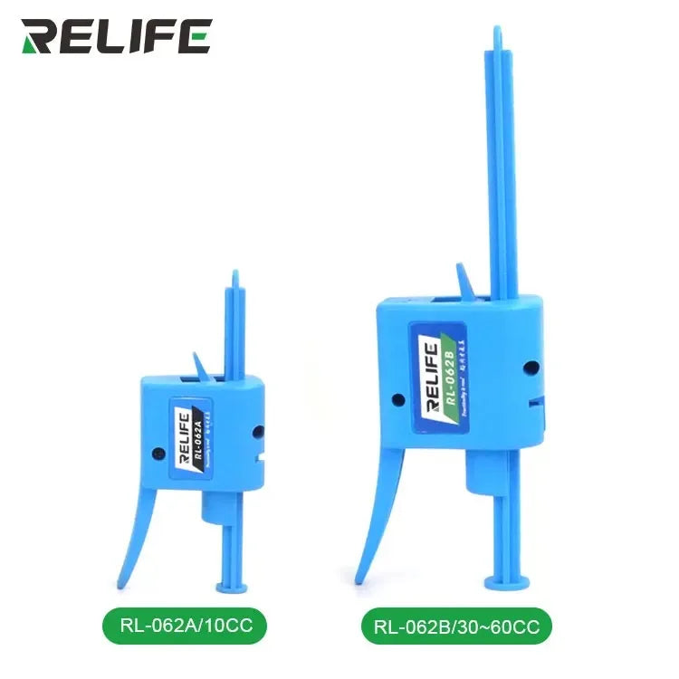RELIFE 10-60cc Manual Solder Flux Dispenser Universal Welding Oil  Extruder UV Paste Needle Booster Glue Propulsion Syringe Tool