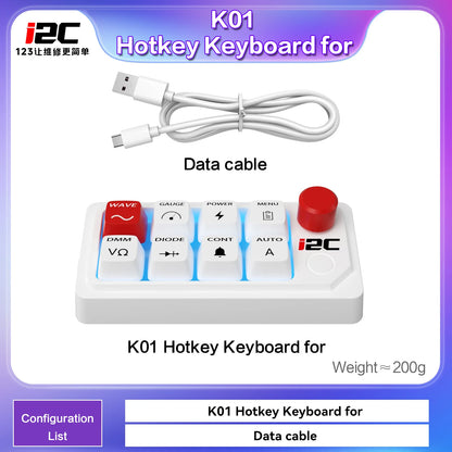 I2C K01 Teclado de teclas de acceso rápido: acceso con una sola tecla a las funciones de diodo, resistencia y capacitancia para multímetros con forma de onda C07/C09/C10, herramienta de reparación de teléfonos móviles