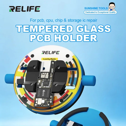RELIFE RL-601Q Fijación circular giratoria para vidrio templado y aislante, dispositivo para reparación de placas base de teléfonos y eliminación de pegamento