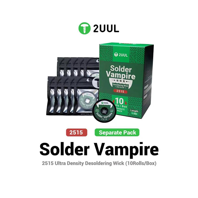 2UUL Solder Vampire 1515/2015/2515/3015 Ultra Density Desoldering Wick (10Rolls/Box) Mobile Phone Motherboard Welding Solder