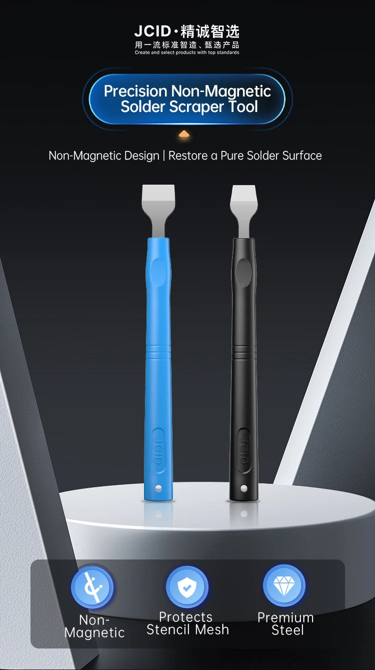 JCID SC-02 Precision Non-Magnetic Solder Scraper Tool Set for BGA Reballing & Phone Repair