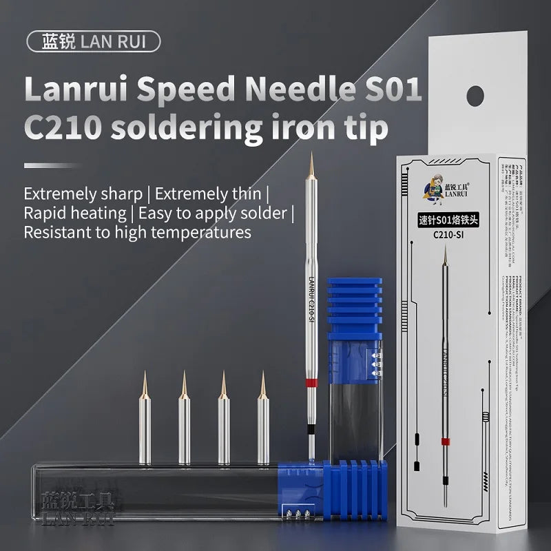 Lanrui S01 C210 Soldering Iron Tip Pure Copper High Thermal Conductivity for Mobile Phone Motherboard Repair