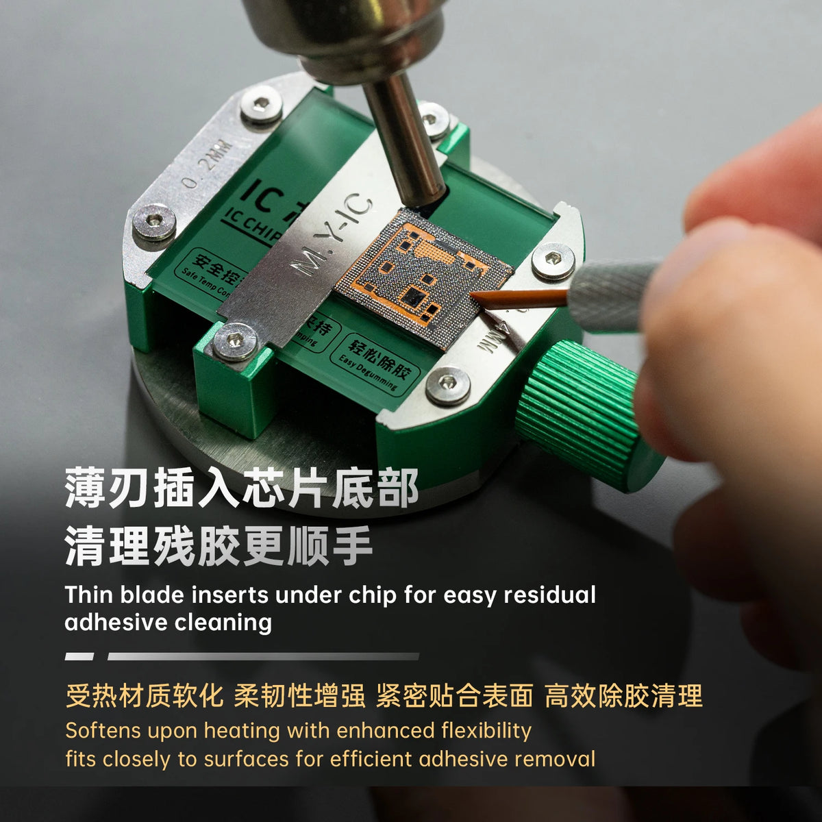 YCS Mr.Yang Cuchilla de alta precisión para eliminación de adhesivo de IC Material PI Raspador resistente al calor para Kit de herramientas de reparación de CPU de teléfono, chip y PCB