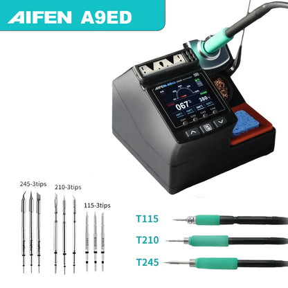 Estación de soldadura AIFEN A9ED para soldadura electrónica con mango C210 C245, potencia de 180 W, soldador para reparación de teléfonos y estación de soldadura