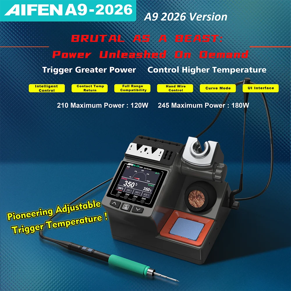 AIFEN A9-2026 Soldering Station 180W Power Compatible T210 T115 T245 Iron Handle for Phone Motherboard PCB Chip Welding Repair