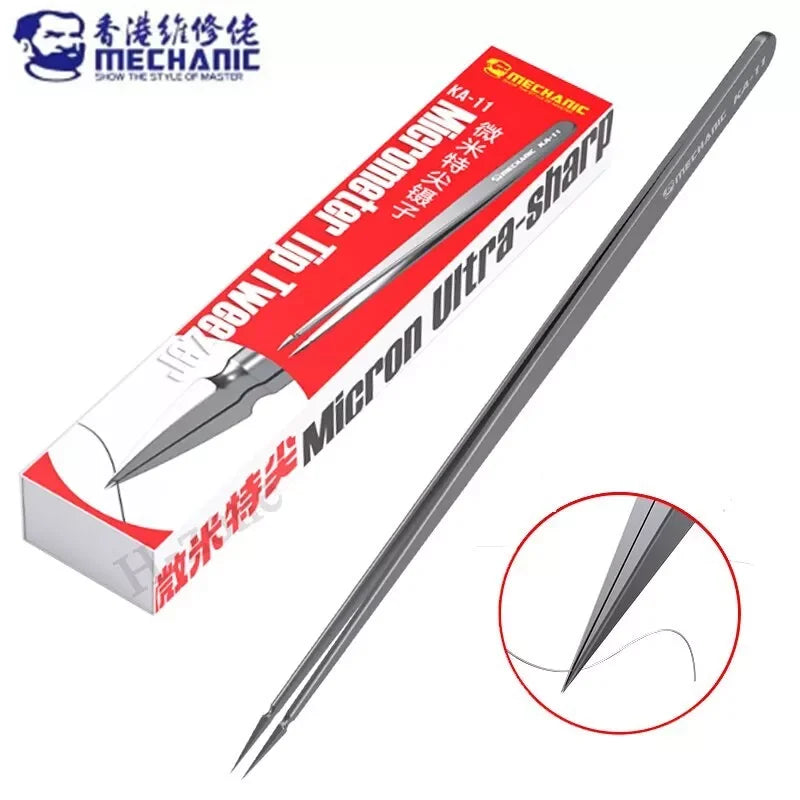 Pinza mecánica para línea volante de 138 mm, modelo KA-11, precisión de 0,008 mm, acero inoxidable 304 de alta dureza, punta micrométrica no magnética, rectificada a mano