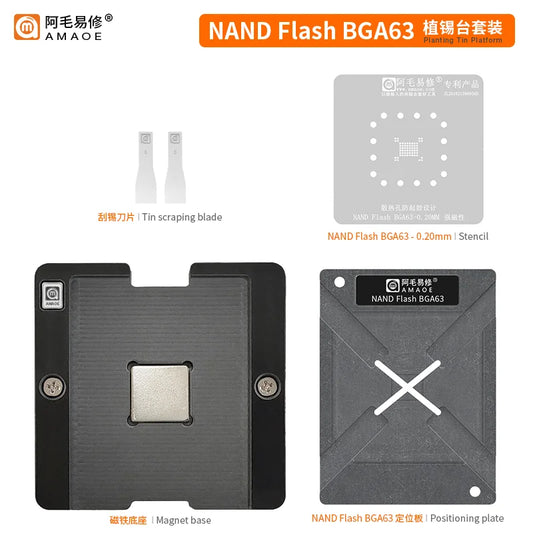 Plataforma magnética de reballing para memoria flash NAND AMAOE BGA63