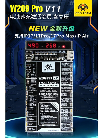 OSS W209 PRO V11 Battery Activator Panel Fast Charge Detection Board For iPhone 6-17 Pro Max Samsung Android Phones Activation