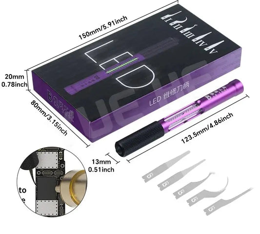 LUBAN LED Repair Blades handle with battery for Mobile Phones IC CPU Prying Glue Removal Corner Knife Repair Tool