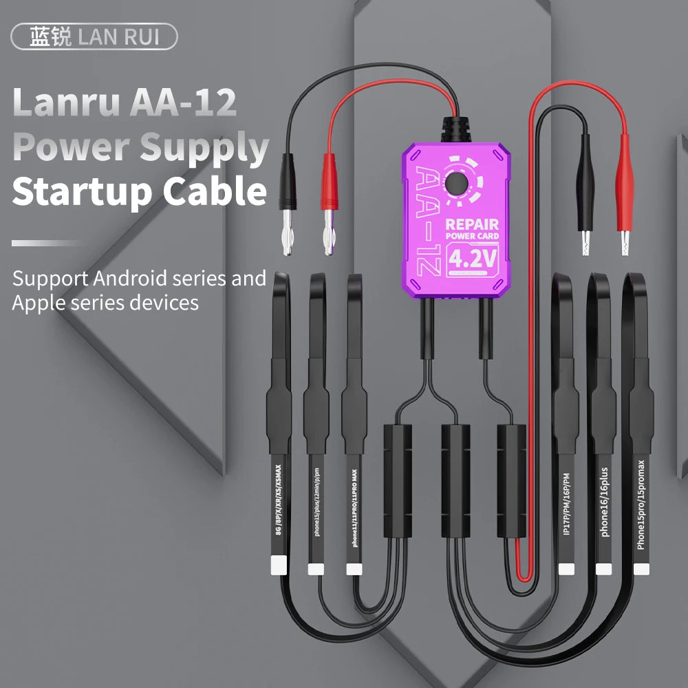Lanrui AA-12 Power Supply Startup Cable,Android Phone iPhxne Series Supported Power Cable with Original Battery Connector Clip