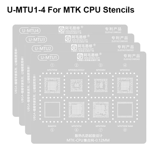 Plantilla de reballing BGA para CPU MediaTek AMAOE U-MTK y U-MTU (0,12 mm)