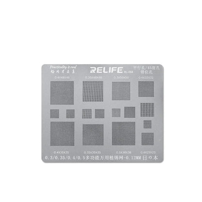 RELIFE  Universal 0.3/0.35/0.4/0.5  Parallel/45 Degree Hole BGA Stencil Multi-Purpose Solder Planting Steel Mesh Template