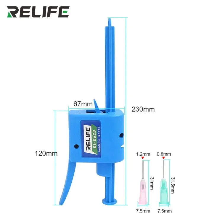 RELIFE 10-60cc Manual Solder Flux Dispenser Universal Welding Oil  Extruder UV Paste Needle Booster Glue Propulsion Syringe Tool