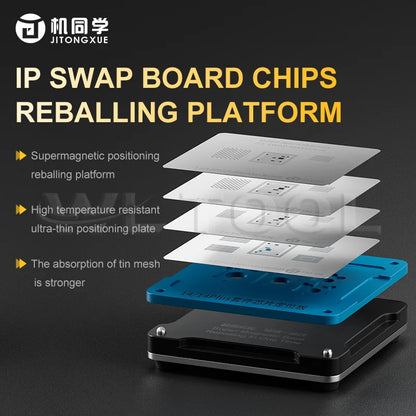 JTX SWAP MASTER Stencil Kit for IPhone 8-16 Pro/Max Super Magnetic Reballing Platform with Magnetic Base Repair Tools