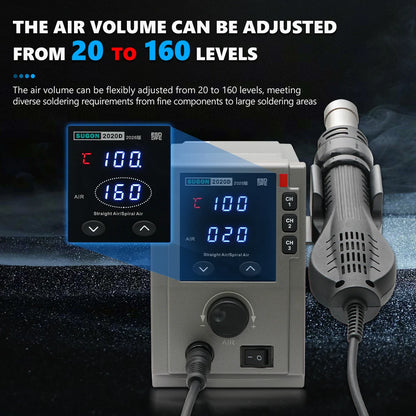 SUGON 2020D V2026 Soldering Station 700W Spiral Air Hot Air Gun High Air Volume Welding Machine PCB SMD BGA Repair Solder Tools