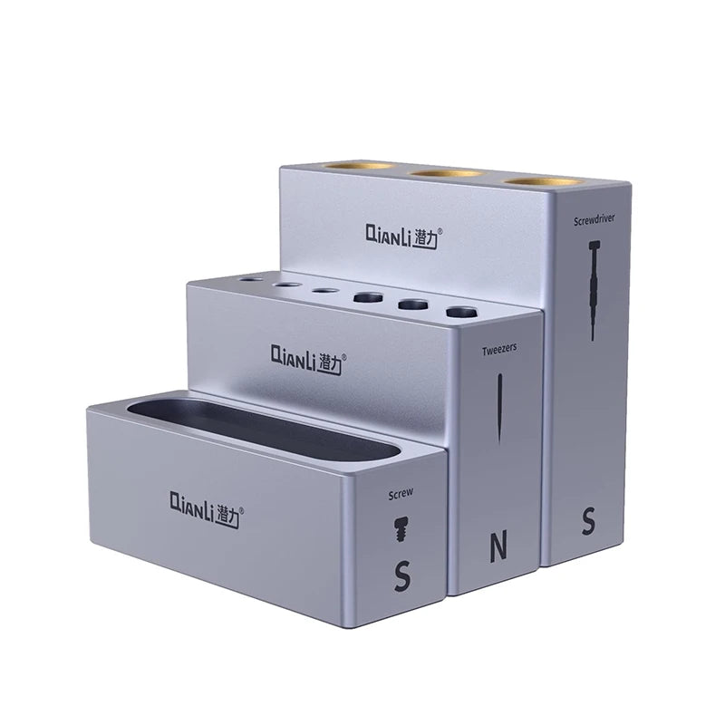 Organizador modular de almacenamiento QIANLI ICube de aleación de aluminio para herramientas, tornillos y piezas de reparación de teléfonos móviles