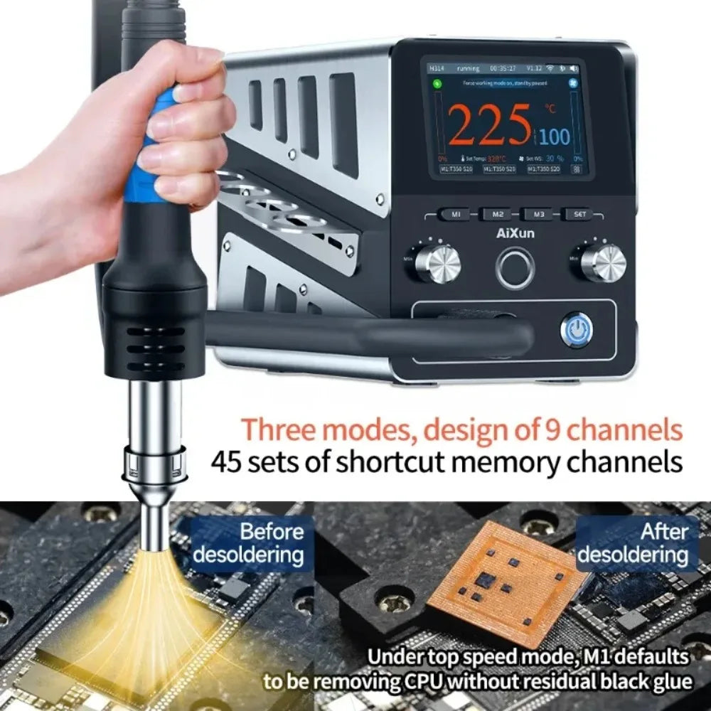 Aixun H314 Intelligent Hot Air Gun Soldering Station 1400W Digital High Power BGA Rework Heating Station With Nozzle