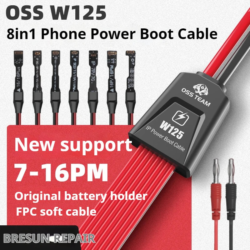 OSS W125 8in1 IP Power Boot Cable Power Line Silicone Cable for IPhone7G-16 Pro Max Battery Activation Detection Repair Tool