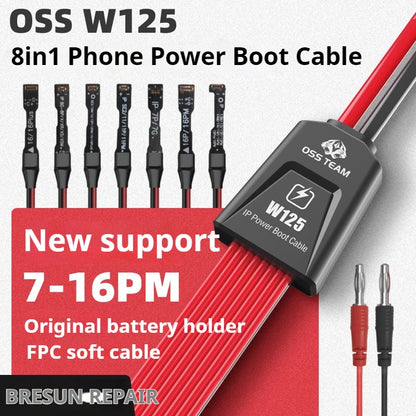 OSS W125 8in1 IP Power Boot Cable Power Line Silicone Cable for IPhone7G-16 Pro Max Battery Activation Detection Repair Tool