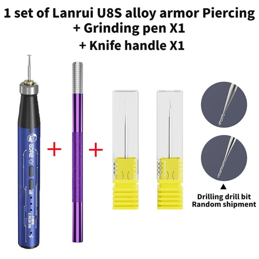 LANRUI U8S Juego de brocas deslizantes de aleación de 2,35 mm para piercing, para reparación de teléfonos, herramienta profesional de extracción de roscas deslizante