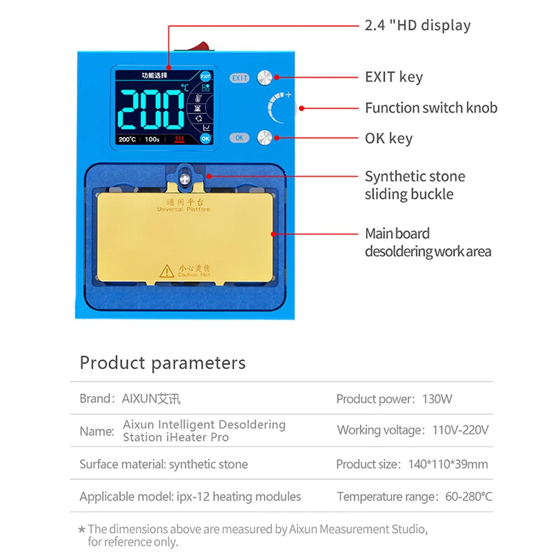 AiXun iHeater Pro Smart Desoldering Station FOR 17 16 15 14 13 12 11CPU Chip Degumming, Motherboard Layered Heating Modules