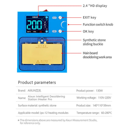 AiXun iHeater Pro Smart Desoldering Station FOR 17 16 15 14 13 12 11CPU Chip Degumming, Motherboard Layered Heating Modules