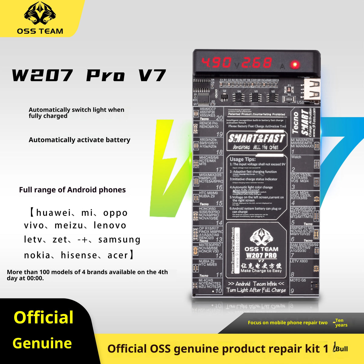 OSS W209 PRO V11 Battery Activator Panel Fast Charge Detection Board For iPhone 6-17 Pro Max Samsung Android Phones Activation