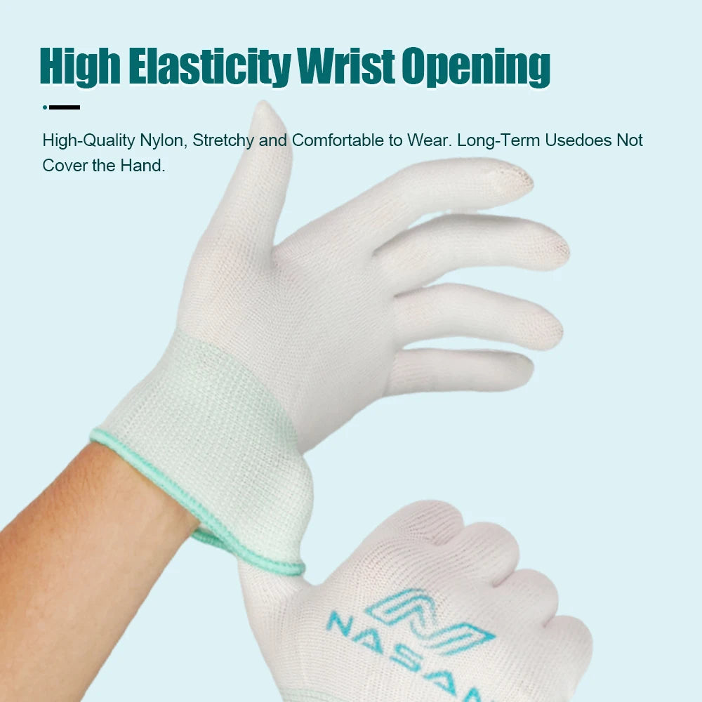 Guantes de nailon elástico NASAN para manipulación de componentes electrónicos, 12 pares