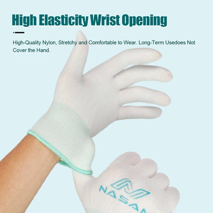 Guantes de nailon elástico NASAN para manipulación de componentes electrónicos, 12 pares