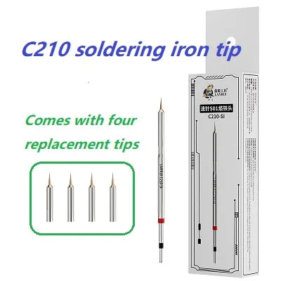 Lanrui S01 C210 Soldering Iron Tip Pure Copper High Thermal Conductivity for Mobile Phone Motherboard Repair