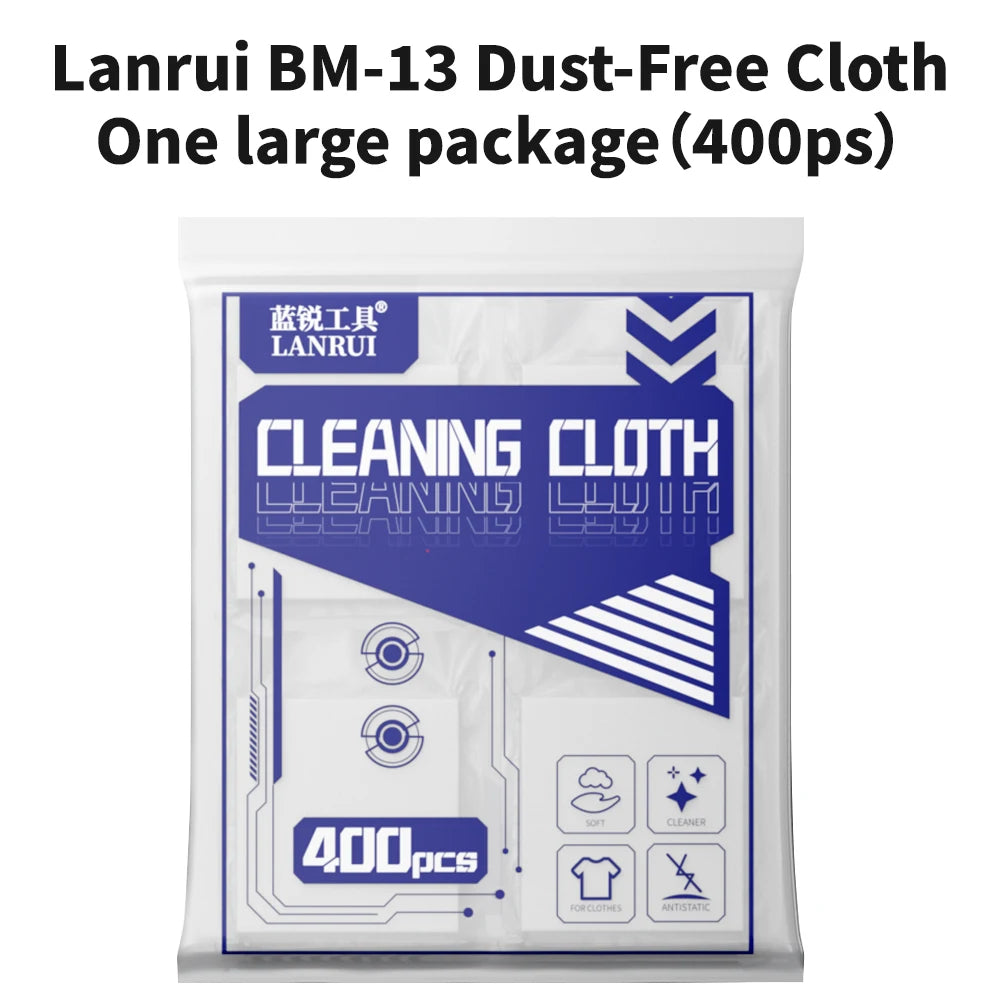 LANRUI BM-13 Dust-Free Cleaning Wipes 400 Pcs for Phone Tablet Repair Screen Lens Clean Dust Removal Absorbing Water Oil Tool