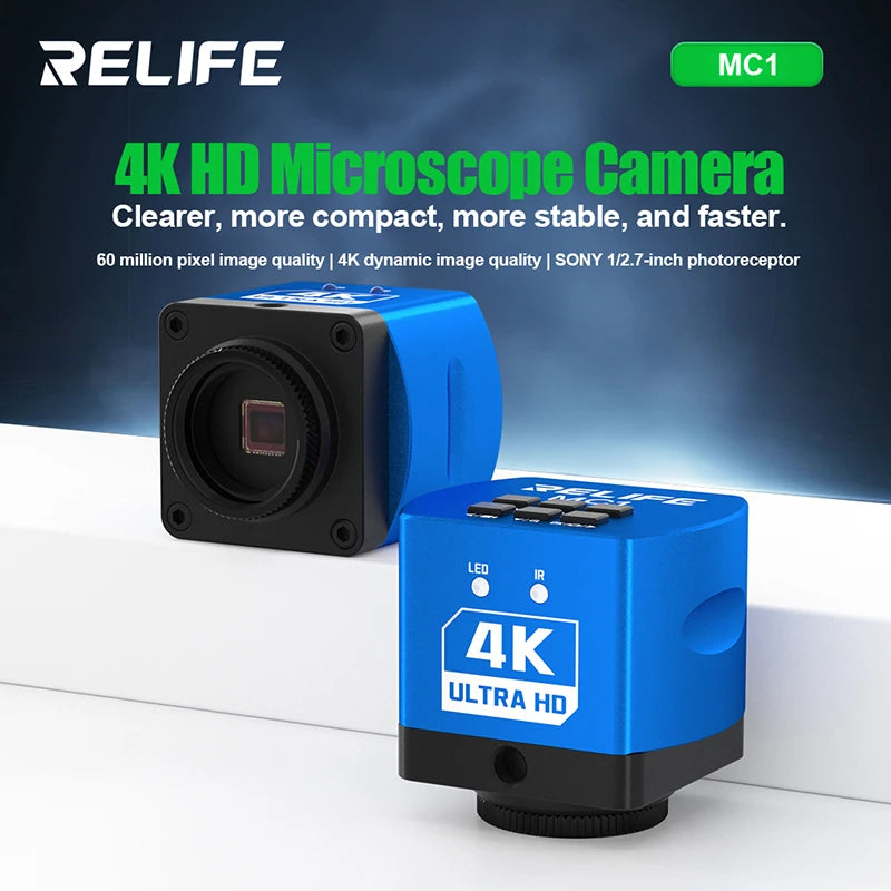 RELIFE MC1 4K HD Microscope Camera 4K Dynamic Image Quality 60 Million Pixel Image Quality for Various Types of Microscopes