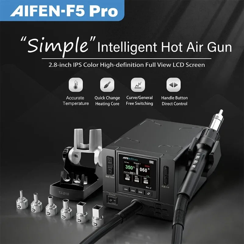Estación de retrabajo de aire caliente AIFEN F5PRO de 1000 W, estación de soldadura electrónica de aire caliente de grado industrial para BGA, SMD y PCB