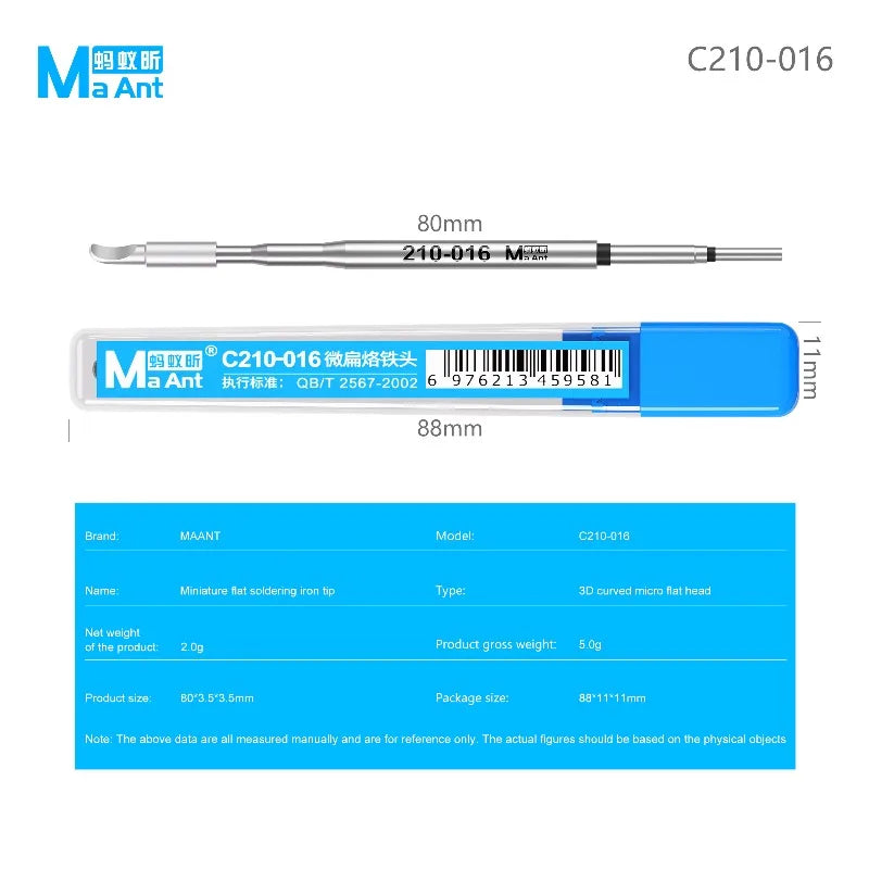 MaAnt C210-016 Curved Soldering Iron Tip