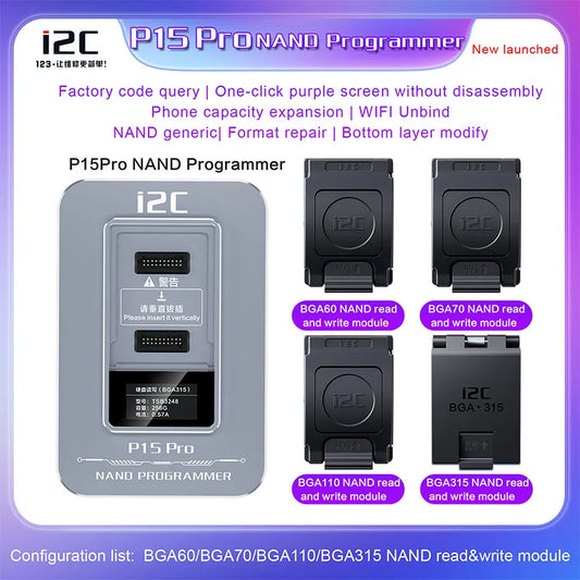 I2C P15Pro NAND Programmer with BGA60 / 70 / 110 / 315 Module Options
